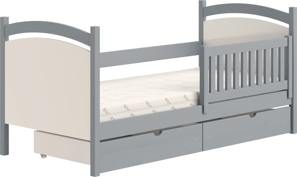 Pat copii cu tablă de scris Amely 80x180 - culoare gri