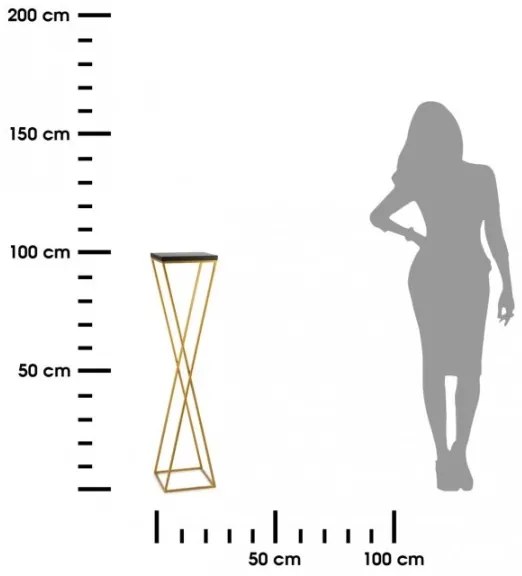 Suport de flori LOFT 100x24 cm auriu/negru