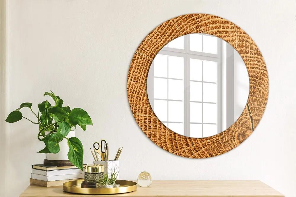 Oglinda rotunda imprimata Lemn de stejar