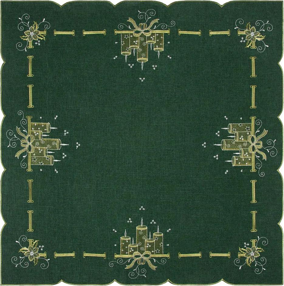 Faţă de masă de Crăciun Lumânări, verde, 85 x 85 cm