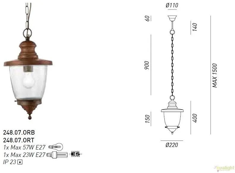 Pendul de exterior, diam.22cm, IP23, Venezia 248.07.OR