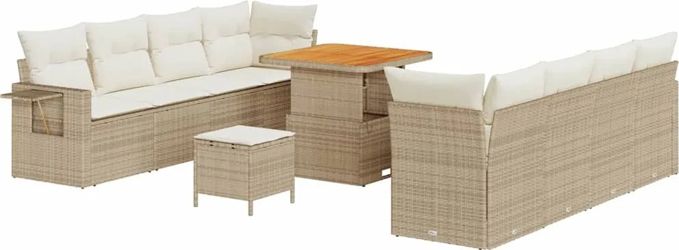 vidaXL Set de canapele pentru grădină 11 pcs Bej Rattan poli
