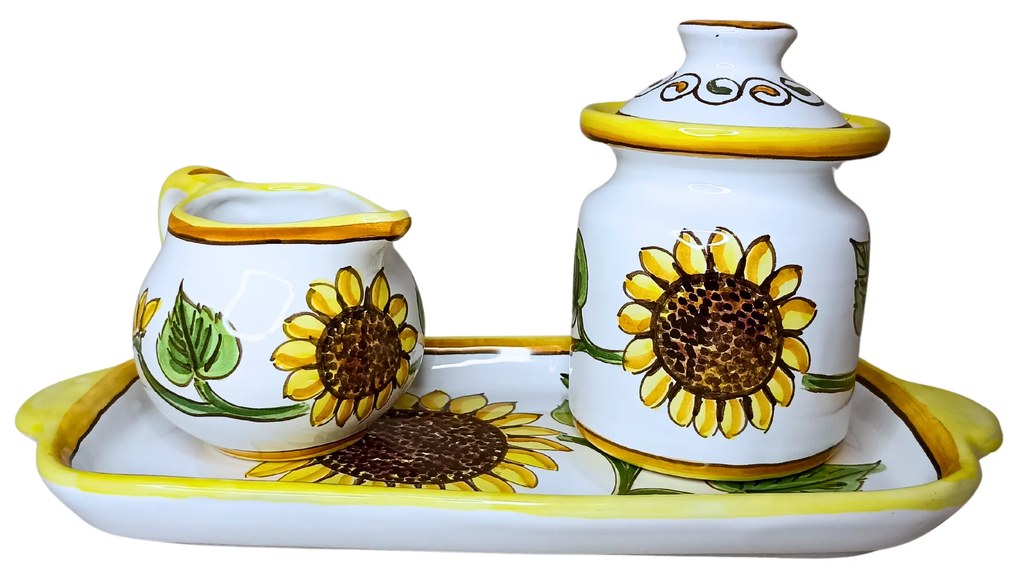 Set ceramică servit ceai/cafea model Floarea Soarelui