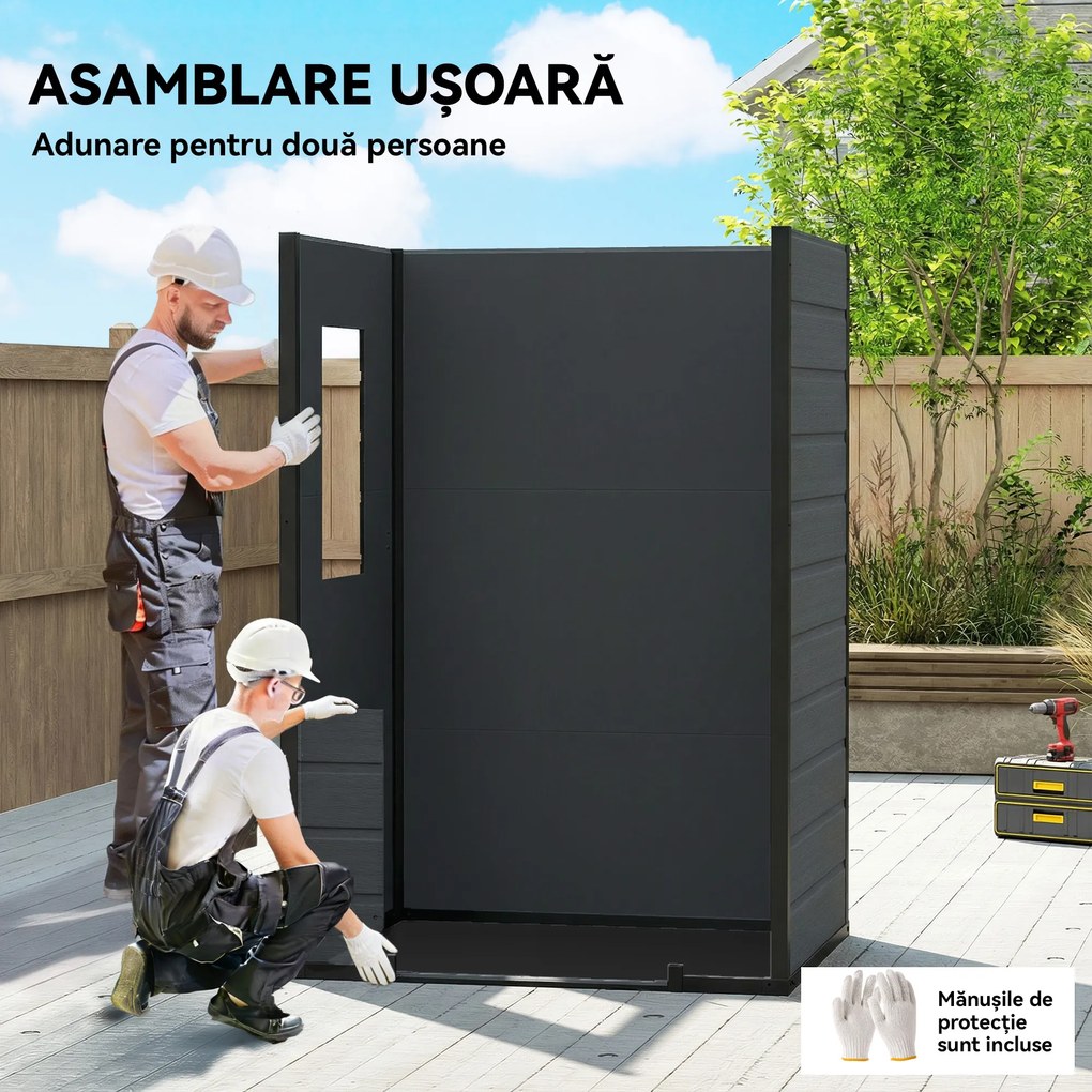 Outsunny Depozit din Rășină Compozită pentru Grădină, Spațios și Rezistent, Gri Închis | Aosom Romania