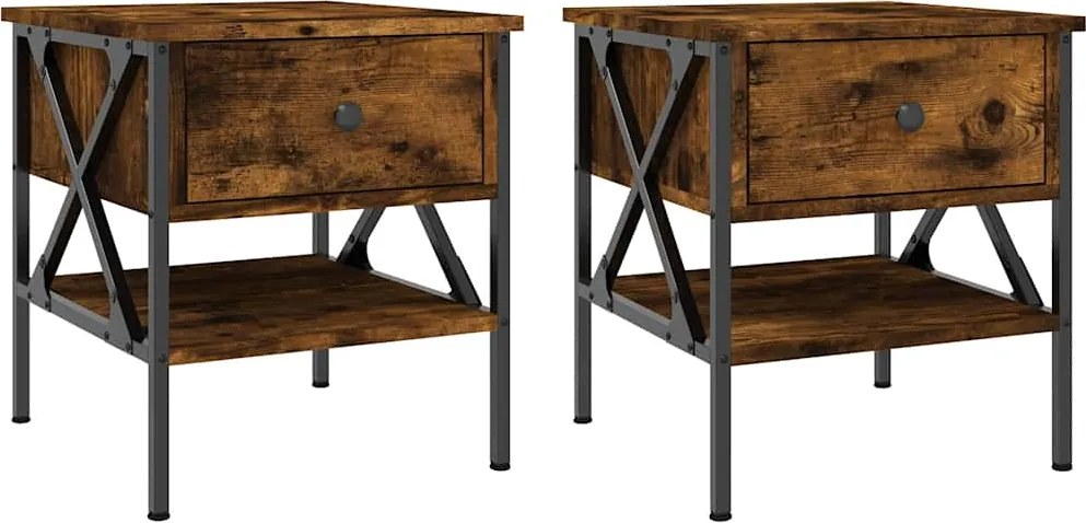 vidaXL Noptiere, 2 buc., stejar fumuriu, 40x42x45 cm, lemn compozit