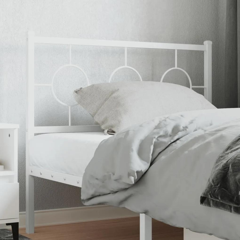 376304 vidaXL Tăblie de pat metalică, alb, 100 cm