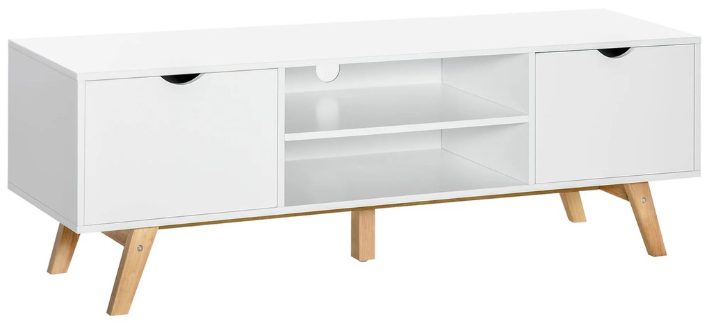 HOMCOM Comoda TV max 65" din PAL si MDF alb cu 2 dulapuri laterale 2 rafturi centrale deschise, 150x39x50 cm | Aosom Romania