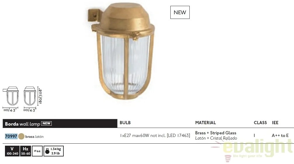 Aplica de perete exterior stil clasic IP44 BORDA 70997
