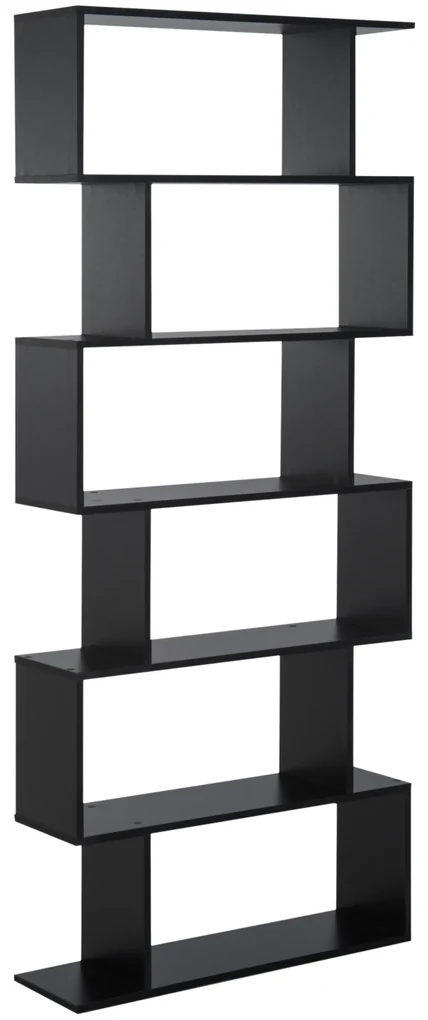 HOMCOM Bibliotecă din Lemn, Design Modern cu 6 Rafturi, 80x23x192 cm, Negru | Aosom Romania