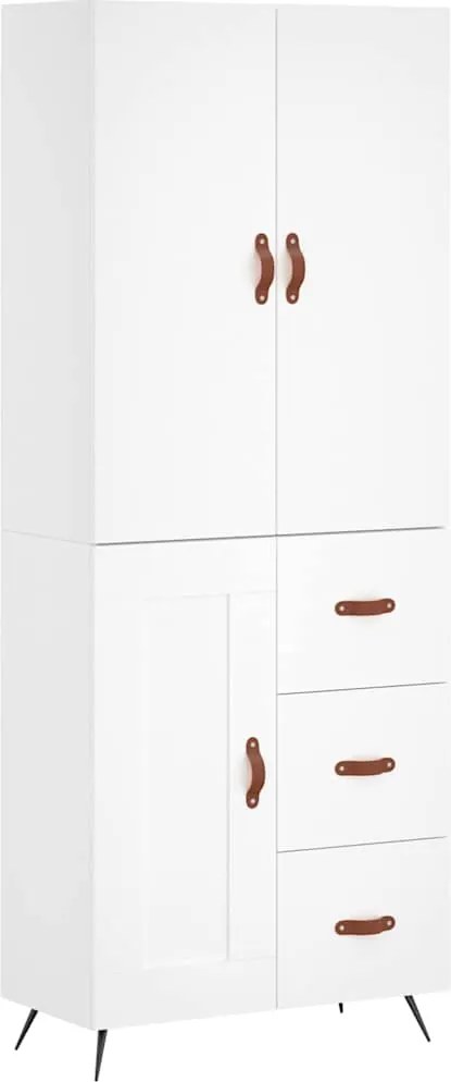 vidaXL Dulap înalt, alb, 69,5x34x180 cm, lemn compozit