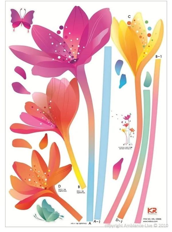 Set autocolante de perete Ambiance Rainbow Flowers