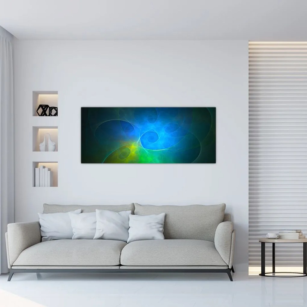 Tablou cu abstracțiune albastră (120x50 cm)