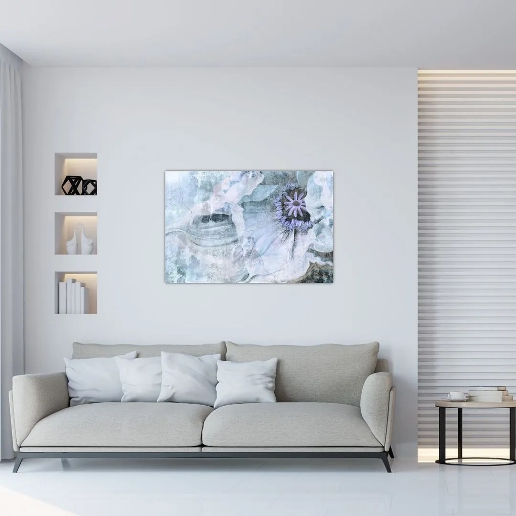 Tablou - Frescă florală pe un perete de cărămidă (90x60 cm)