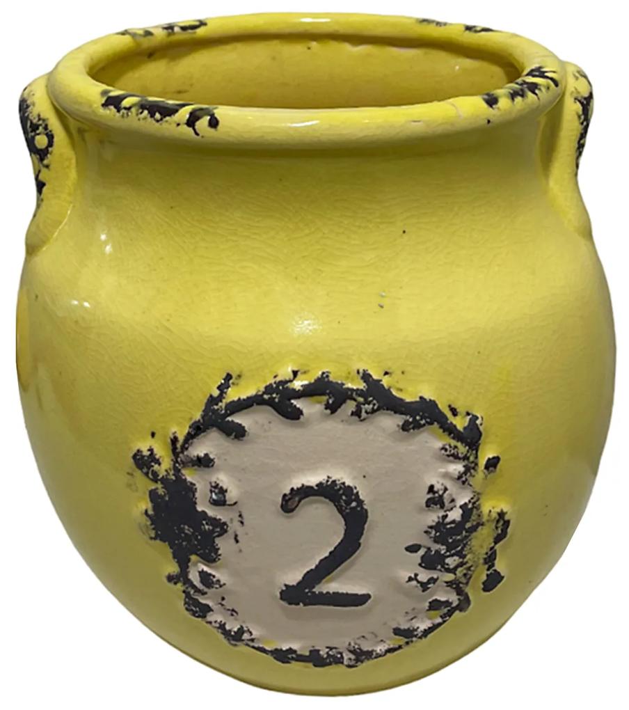 Vaza amfora ceramica Francis 17cm, Galben