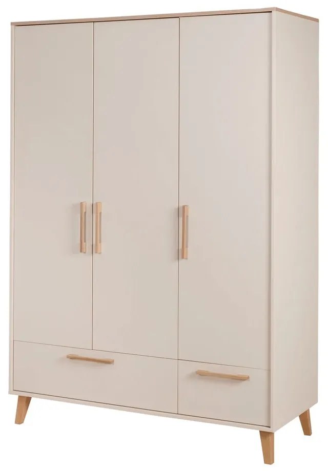 Șifonier de copii crem/în culoare naturală cu aspect de lemn de stejar 138x200x55 cm Jil – Roba