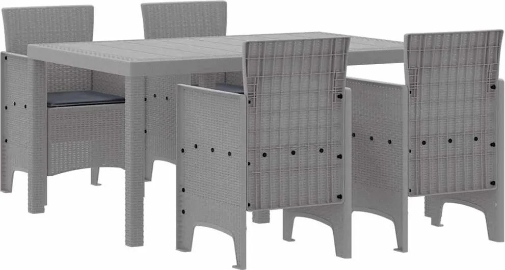 vidaXL Set de masă pentru grădină 5 pcs Gri deschis Ratan Polt