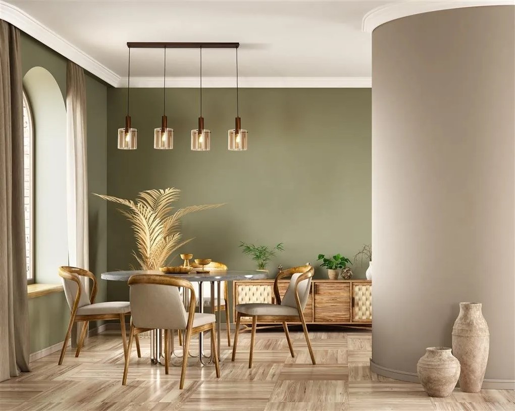 Lustra moderna cu 4 pendule Sweden moca, chihlimbar
