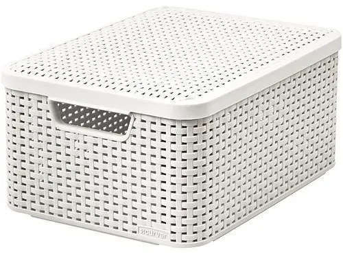 Cos rufe, 2 manere, capac, plastic, alb, 38x29x17 cm, Curver