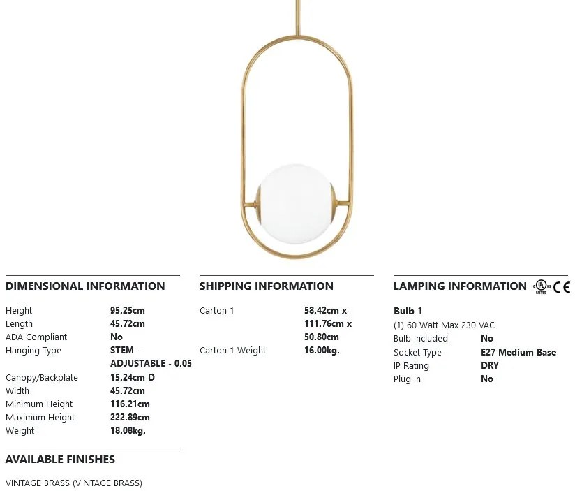 Pendul LUX design modern EVERLEY BIG