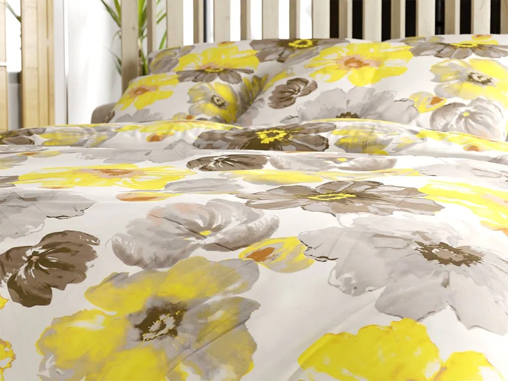 Lenjerie de pat din microfibra FEONELLE galben-gri Dimensiune lenjerie de pat: 70 x 90 cm | 140 x 200 cm