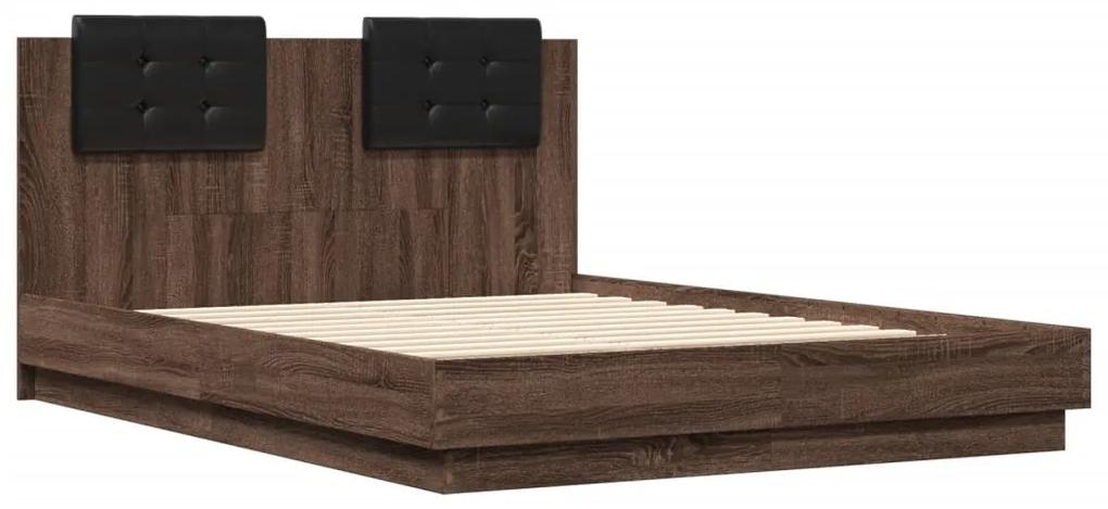 3209967 vidaXL Cadru de pat cu tăblie stejar maro 120x190 cm lemn prelucrat