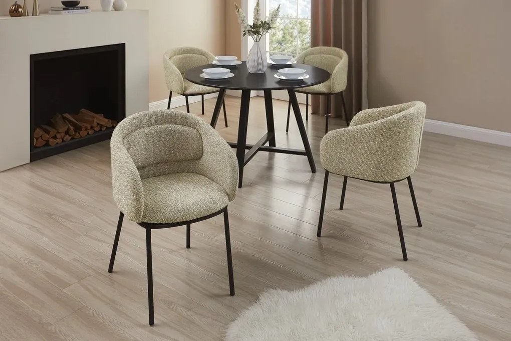 Scaun cu cotiere FLORENZ, material textil bej maroniu