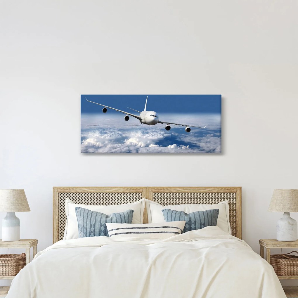 Tablou - Avion în nori (120x50 cm)