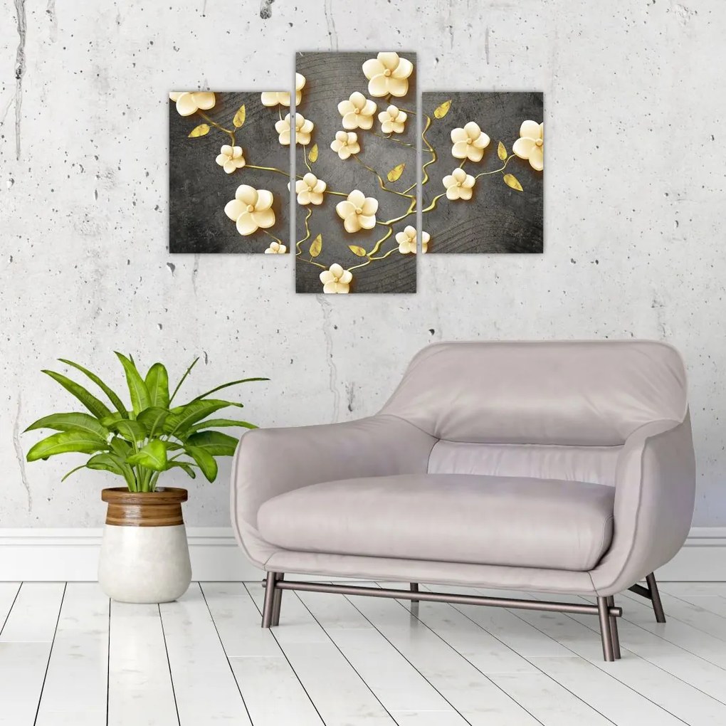 Tablou - Arbust auriu pe fundal negru (90x60 cm)