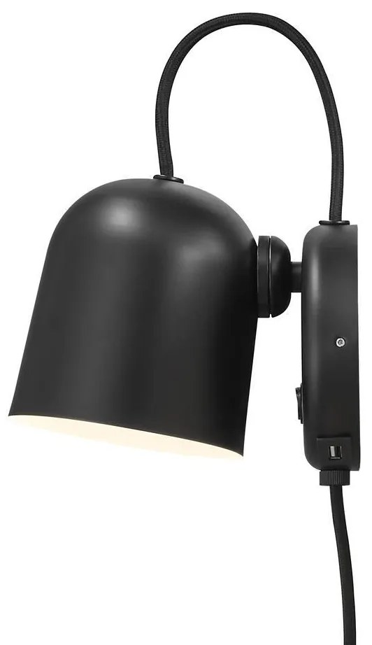 Aplica de perete, cu mufa usb, design modern Angle negru 2120601003 NL