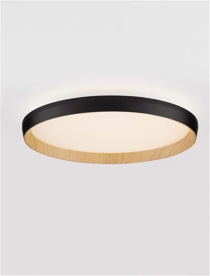 Plafoniera LED design decorativ VOMOS negru/lemn D-40cm