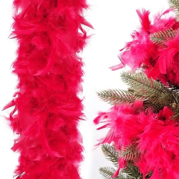 Ghirlanda decorativa brad Craciun din pene 180 cm fuchsia