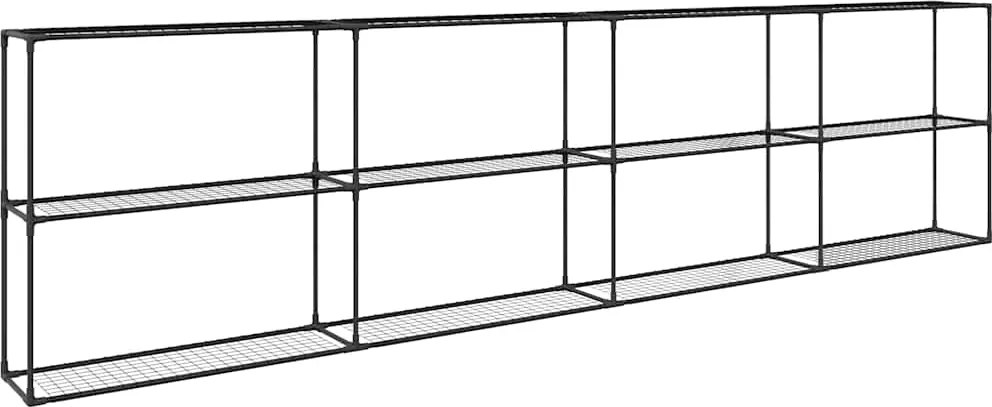 vidaXL Stand pentru plante cu 3 niveluri Negru 400 x 32 x 104 cm Oțel