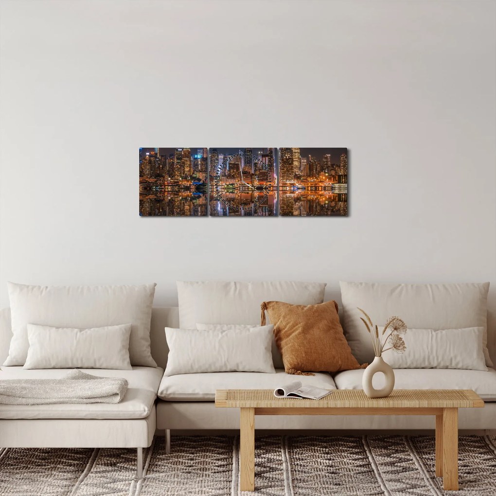Tablou - Zgârie-nori (cu ceas) (90x30 cm)