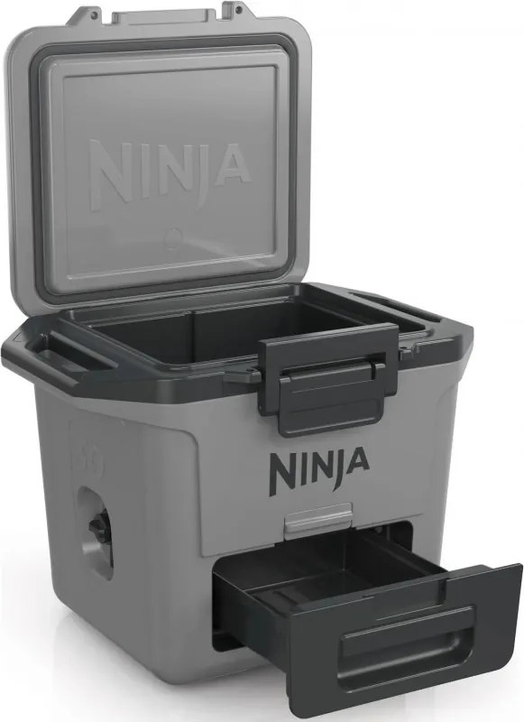 Lada frigorifica Ninja FrostVault FB131EUGY, 28 l, Pasiva, 48 doze, Pastreaza gheata pana la 5 zile, Compartiment uscat, Gri