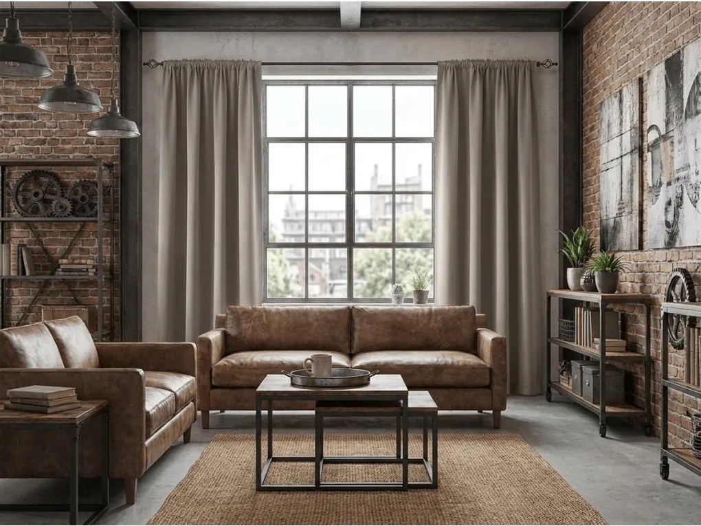 Draperie gri-maro OXFORD 140x250 cm Agatat: Inele metalice