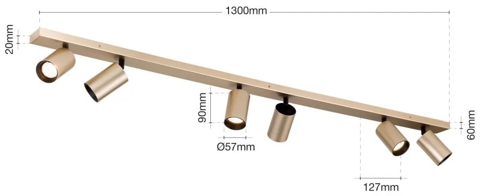 Aplica de perete/tavan cu Spoturi stil minimalist modern SEAN 6L auriu