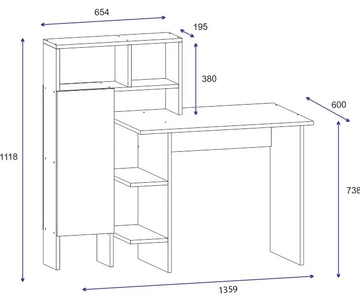Birou Bugra Antracit 135.9x111.8x60 cm