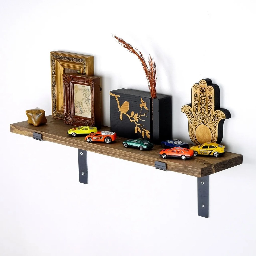 Raft din lemn Lam002 Negru 60x16x14 cm