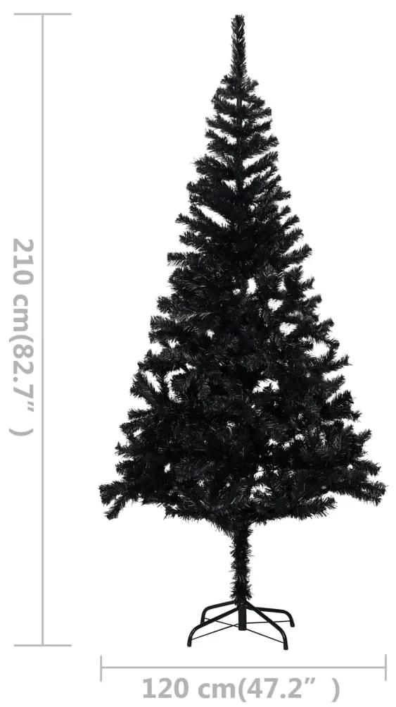 Brad de Craciun artificial cu LED-urisuport, negru 210 cm PVC Negru, 210 x 120 cm, 1
