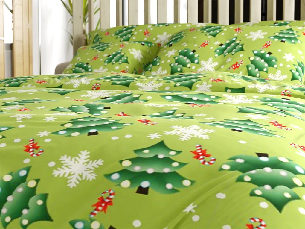 Lenjerie de pat din microfibra CHRISTMAS TREE verde Dimensiune lenjerie de pat: 70 x 90 cm | 140 x 220 cm