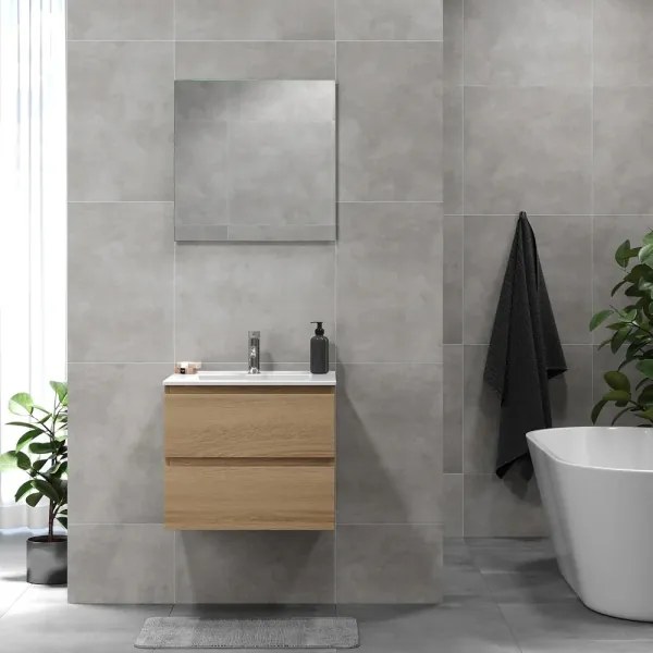 Corp mobilier de baie cu lavoar KENWOOD 61 cm, stejar