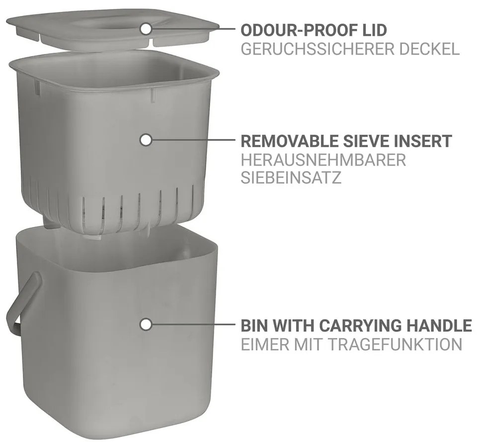 Recipient pentru deșeuri compostabile gri deschis 3 l Conny – Wenko