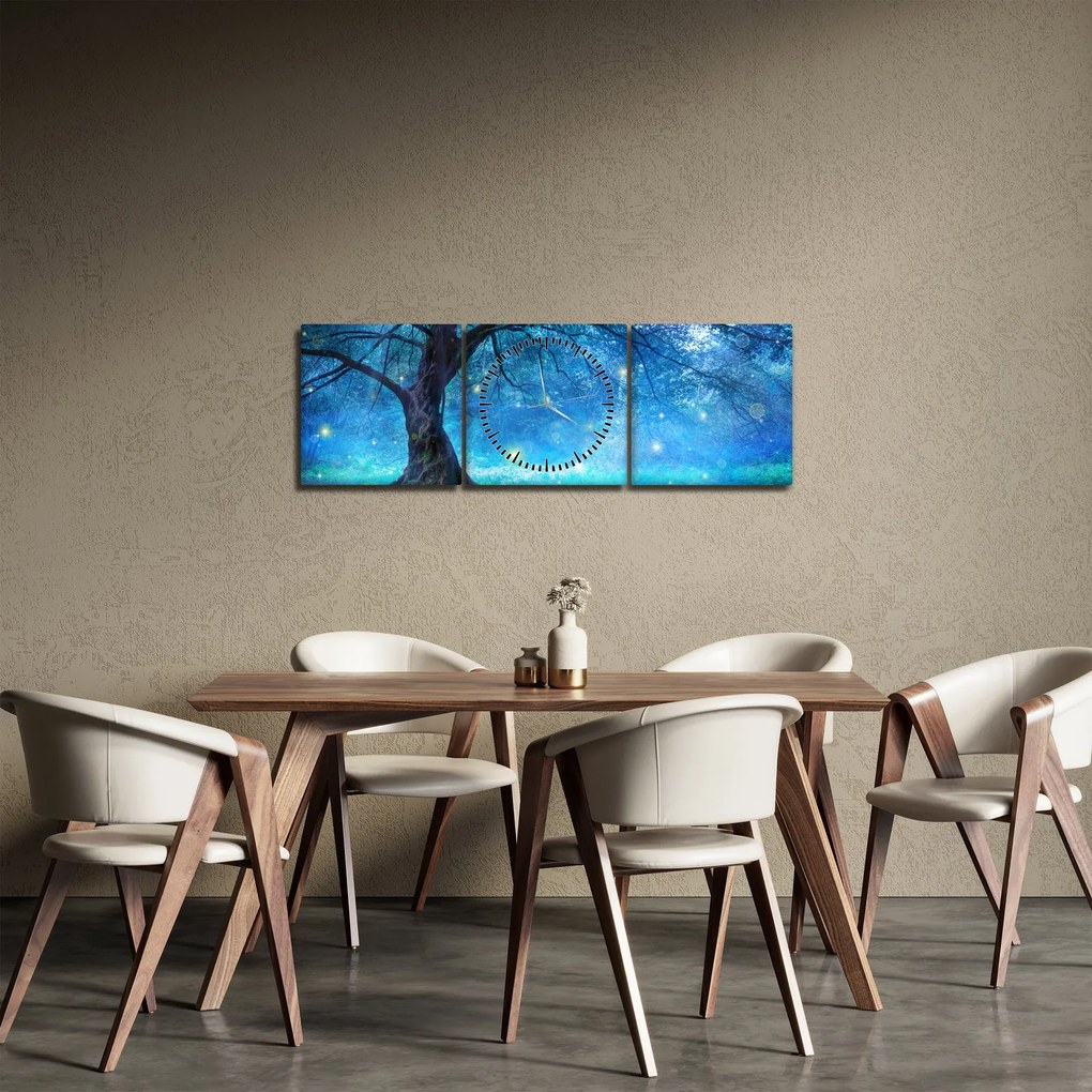 Tablou - Pădure mistică (cu ceas) (90x30 cm)