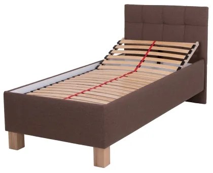 Pat tapițat MARIA ONE 90x200 cm, maro, cu spațiu de depozitare, fără saltea