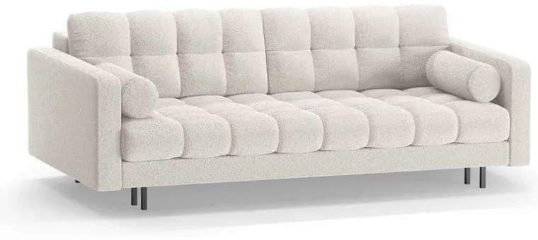 Canapea crem extensibilă, cu spațiu de depozitare cu tapițerie din țesătură bouclé 222 cm Bali – Cosmopolitan Design