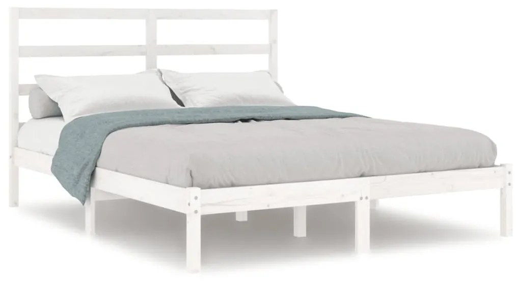 3104929 vidaXL Cadru de pat, alb, 120x200 cm, lemn masiv de pin