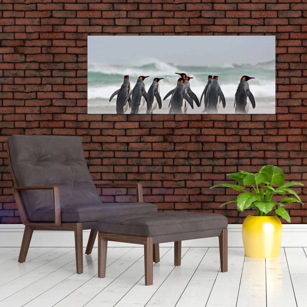 Tablou pinguini în ocean (120x50 cm)
