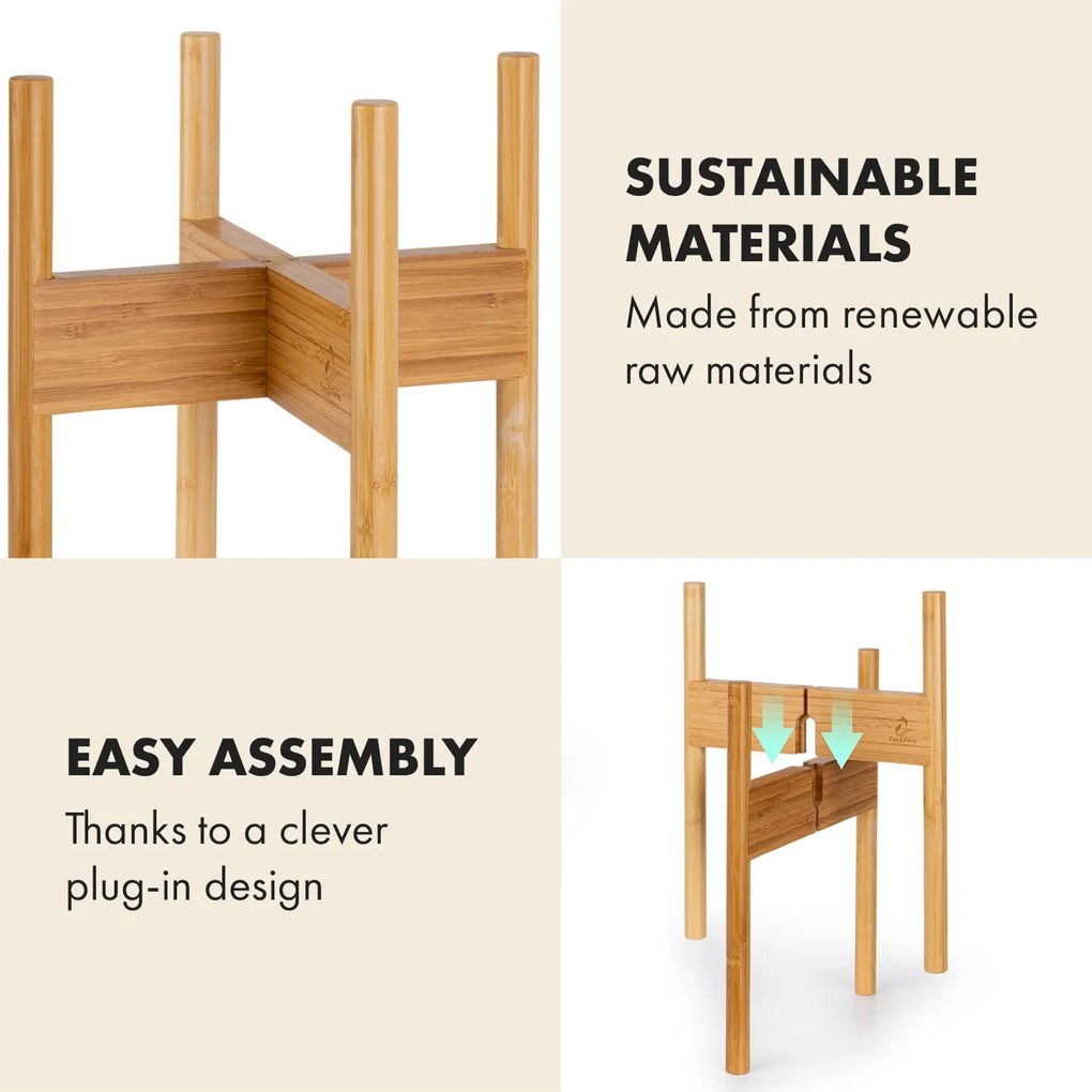 Zeist Suport pentru plante, set de 3, 2 înălțimi, combinabil, design cu sertar, natural