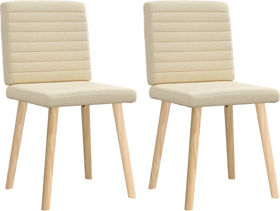 vidaXL Scaune de bucătărie, 2 buc., crem, material textil