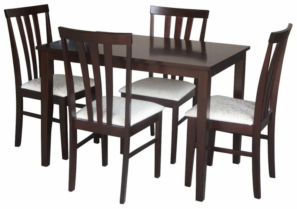 Set dining, wenge material textil crem, LESLIE NEW 1+4